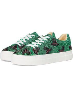 Women's Green Comfortable Sparkly Rhinestone Low-Top Glam Stylish Design Sneaker